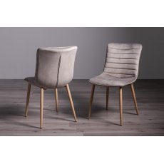 Johansen Scandi Oak 4 Seater Dining Table & 4 Eriksen Grey Velvet Fabric Chairs