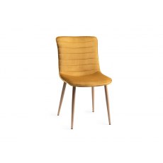 Johansen Scandi Oak 4 Seater Dining Table & 4 Eriksen Mustard Velvet Fabric Chairs
