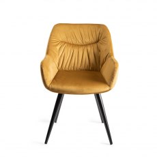 Dali Mustard Velvet Fabric Chairs with Black Legs