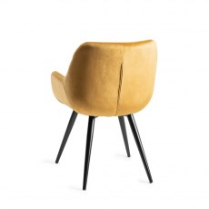 Dali Mustard Velvet Fabric Chairs with Black Legs