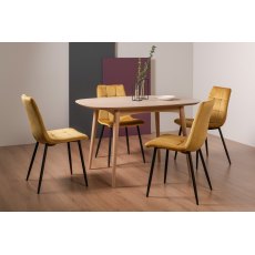 Johansen Scandi Oak 4 Seater Dining Table & 4 Mondrian Mustard Velvet Fabric Chairs