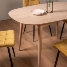 Johansen Scandi Oak 4 Seater Dining Table & 4 Mondrian Mustard Velvet Fabric Chairs