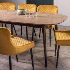 Tuxen Weathered Oak 6-8 Dining Table & 6 Cezanne Chairs in Mustard Velvet Fabric with Black Legs