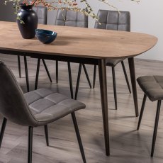 Tuxen Weathered Oak 6-8 Dining Table & 6 Mondrian Dark Grey Faux Leather Chairs