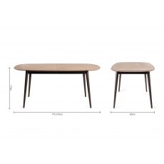 Tuxen Weathered Oak 6-8 Dining Table & 6 Mondrian Grey Velvet Fabric Chairs