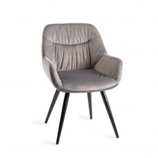 Dali Grey Velvet Fabric Chairs with Black Legs