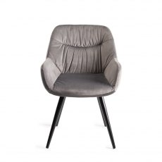 Dali Grey Velvet Fabric Chairs with Black Legs