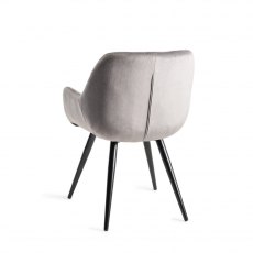 Dali Grey Velvet Fabric Chairs with Black Legs