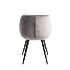 Dali Grey Velvet Fabric Chairs with Black Legs