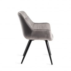 Dali Grey Velvet Fabric Chairs with Black Legs