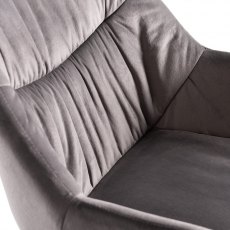 Dali Grey Velvet Fabric Chairs with Black Legs