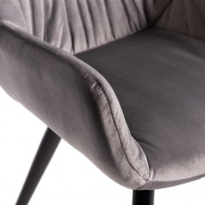 Dali Grey Velvet Fabric Chairs with Black Legs