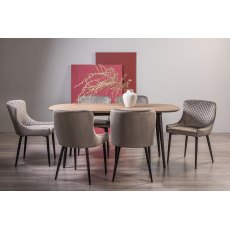 Tuxen Weathered Oak 6 Seater Dining Table & 6 Cezanne Chairs in Grey Velvet Fabric with Black Legs