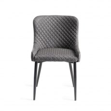 Cezanne Dark Grey Faux Leather Chairs with Black Legs