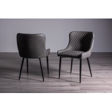 Cezanne Dark Grey Faux Leather Chairs with Black Legs