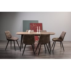 Tuxen Weathered Oak 6 Seater Dining Table & 6 Seurat Tan Faux Suede Chairs