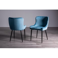 Cezanne Petrol Blue Velvet Fabric Chairs with Black Legs