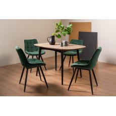 Tuxen Weathered Oak 4 Seater Dining Table & 4 Seurat Green Velvet Fabric Chairs