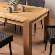 Blake Light Oak 4-6 Dining Table & 4 Cezanne Chairs in Dark Grey Faux Leather with Black Legs