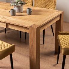 Blake Light Oak 4-6 Dining Table & 4 Cezanne Chairs in Mustard Velvet Fabric with Black Legs