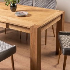 Blake Light Oak 4-6 Dining Table & 4 Cezanne Chairs in Grey Velvet Fabric with Gold Legs
