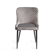 Cezanne Grey Velvet Fabric Chairs with Black Legs