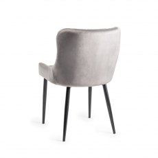 Cezanne Grey Velvet Fabric Chairs with Black Legs