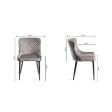 Cezanne Grey Velvet Fabric Chairs with Black Legs