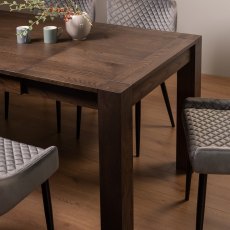 Blake Dark Oak 4-6 Dining Table & 4 Cezanne Chairs in Grey Velvet Fabric with Black Legs