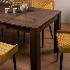 Blake Dark Oak 4-6 Dining Table & 4 Cezanne Chairs in Mustard Velvet Fabric with Black Legs