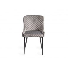 Blake Dark Oak 6-8 Dining Table & 6 Cezanne Chairs in Grey Velvet Fabric with Black Legs