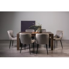 Blake Dark Oak 6-8 Dining Table & 6 Cezanne Chairs in Grey Velvet Fabric with Black Legs