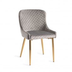 Cezanne Grey Velvet Fabric Chairs with Gold Legs