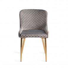 Cezanne Grey Velvet Fabric Chairs with Gold Legs