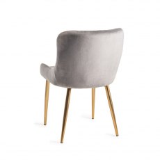 Cezanne Grey Velvet Fabric Chairs with Gold Legs