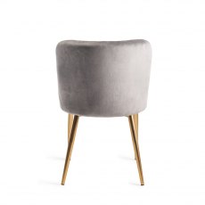 Cezanne Grey Velvet Fabric Chairs with Gold Legs