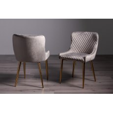 Cezanne Grey Velvet Fabric Chairs with Gold Legs