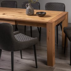 Blake Light Oak 6-8 Dining Table & 6 Cezanne Chairs in Dark Grey Faux Leather with Black Legs