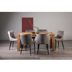 Blake Light Oak 6-8 Dining Table & 6 Cezanne Chairs in Grey Velvet Fabric with Black Legs