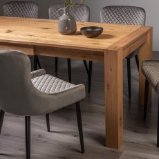 Blake Light Oak 6-8 Dining Table & 6 Cezanne Chairs in Grey Velvet Fabric with Black Legs