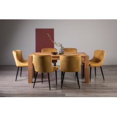 Blake Light Oak 6-8 Dining Table & 6 Cezanne Chairs in Mustard Velvet Fabric with Black Legs