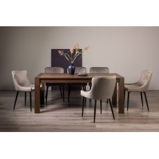 Blake Dark Oak 8-10 Dining Table & 8 Cezanne Chairs in Grey Velvet Fabric with Black Legs