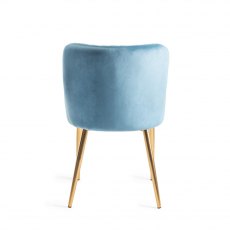 Cezanne Petrol Blue Velvet Fabric Chairs with Gold Legs