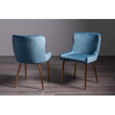 Cezanne Petrol Blue Velvet Fabric Chairs with Gold Legs