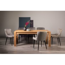 Blake Light Oak 8-10 Dining Table & 8 Cezanne Chairs in Grey Velvet Fabric with Black Legs