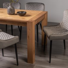 Blake Light Oak 8-10 Dining Table & 8 Cezanne Chairs in Grey Velvet Fabric with Black Legs