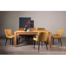 Blake Light Oak 8-10 Dining Table & 8 Cezanne Chairs in Mustard Velvet Fabric with Black Legs