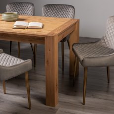 Blake Light Oak 8-10 Dining Table & 8 Cezanne Chairs in Grey Velvet Fabric with Gold Legs