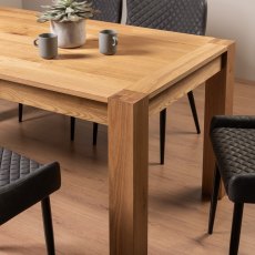 Blake Light Oak 6 Seater Dining Table & 6 Cezanne Chairs in Dark Grey Faux Leather with Black Legs