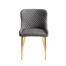 Cezanne Dark Grey Faux Leather Chairs with Gold Legs